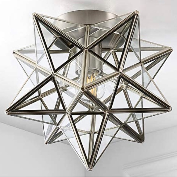 JONATHAN Y JYL9035E Stella 12" Moravian Star Metal/Glass LED Flush Mount, - Picture 4 of 6